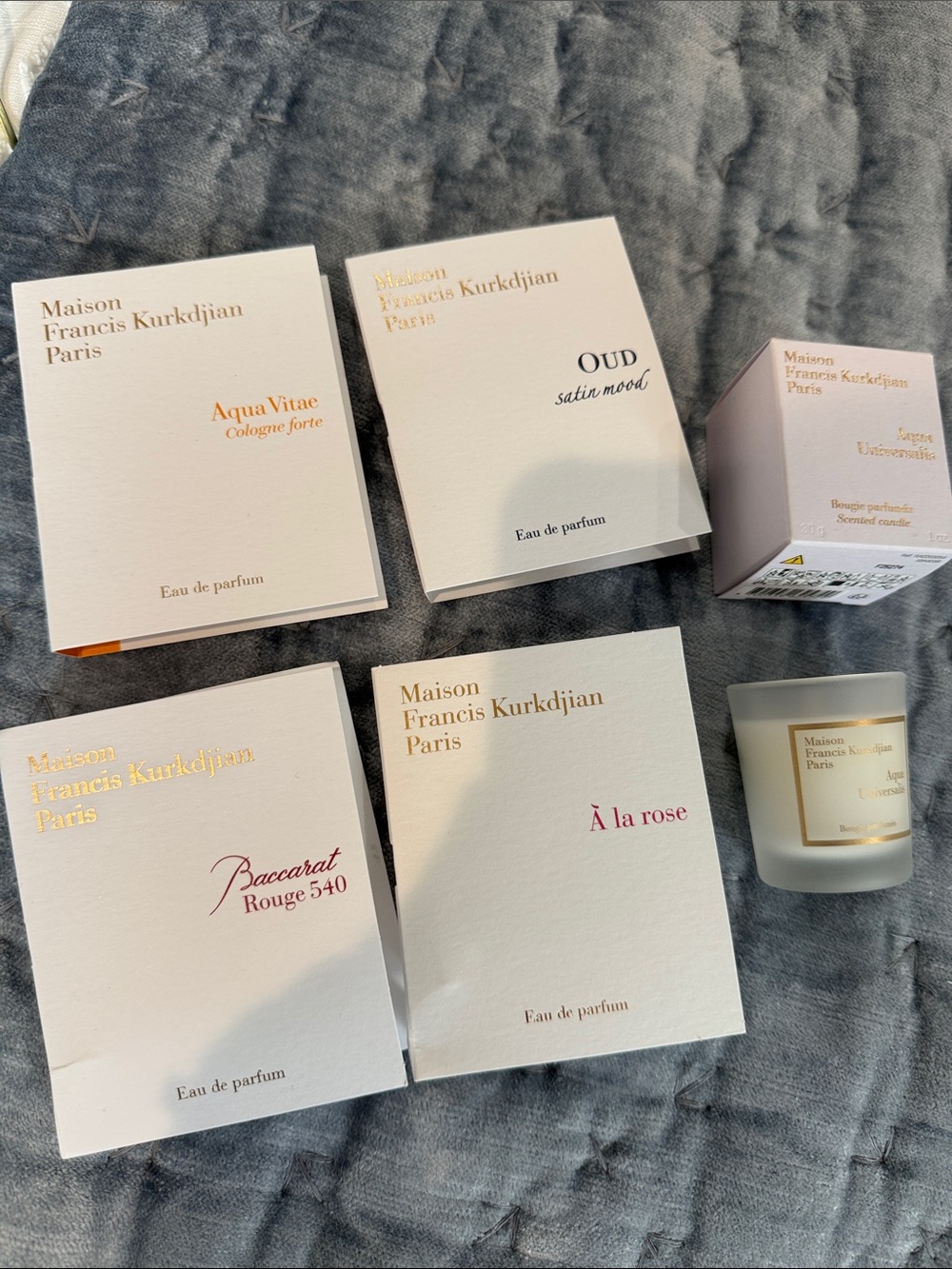 Maison Francis Kurkdjian Parfum - Samples & Aqua Universalis candle